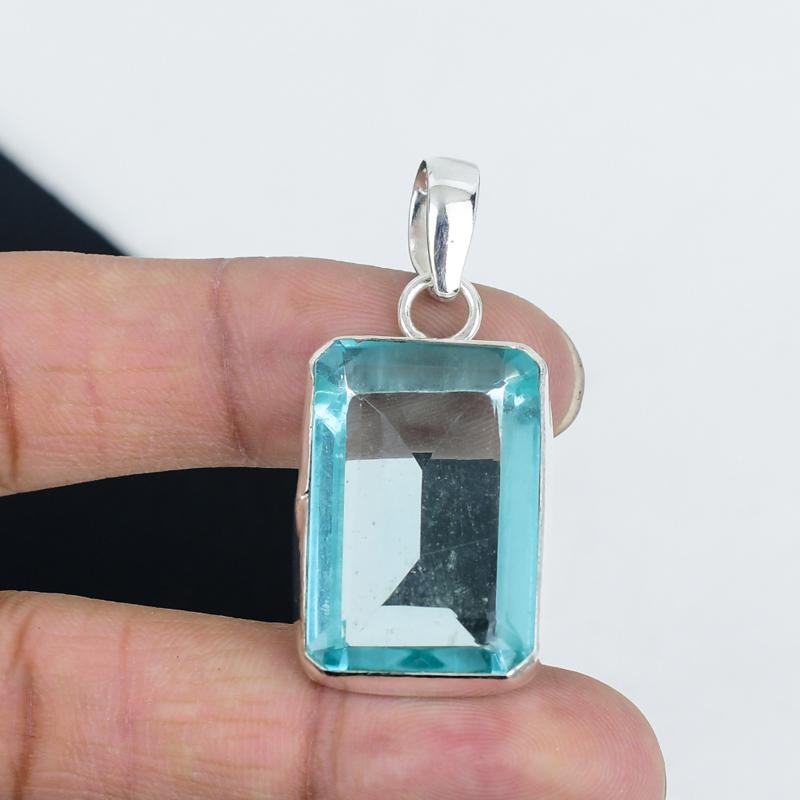 Изящная подвеска с драгоценным камнем аква-апитит из стерлингового серебра 925 пробы — дизайн ручной работы, повседневные украшения, уникальные подарки на день рождения с аква-апититом