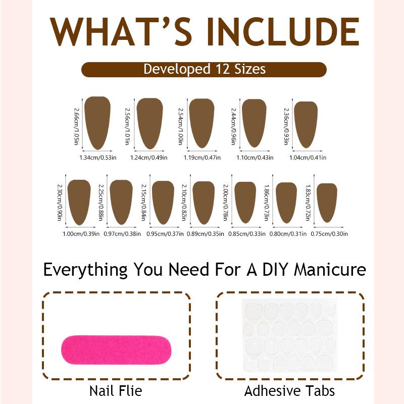 Съемные французские блестящие миндалевидные накладные ногти