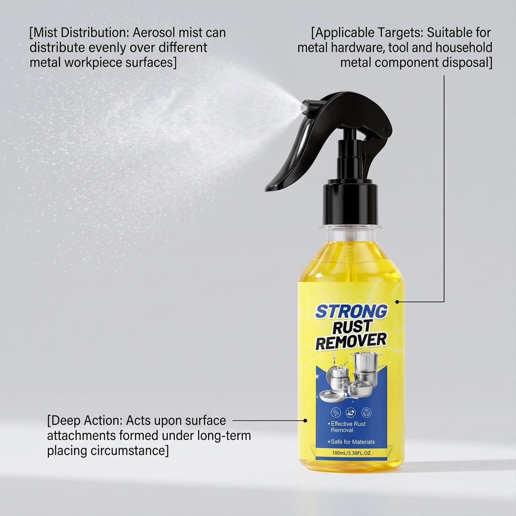 Metal Rust Remover Spray, Spray-on Metal Rust Cleaner for Steel Iron Brass, for Home Garage Use