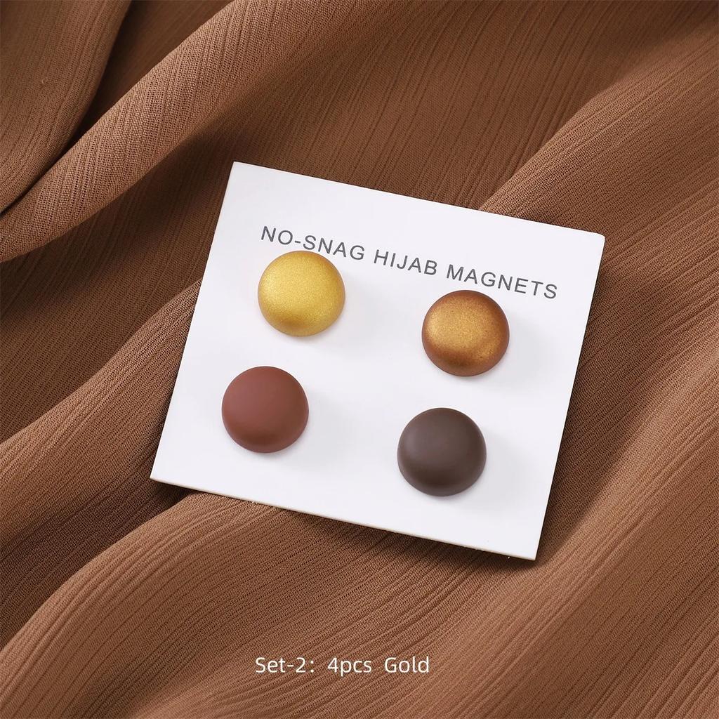4pcs / Card Matte Magnet Hijab Pins Brooch Headscarf Women Shawl Strong Magnetic Button Headscarf Accessories