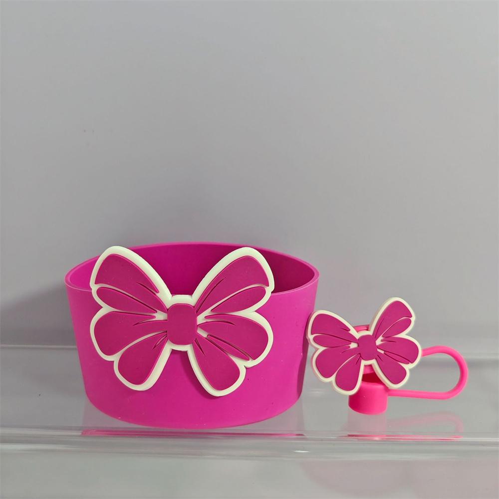 Cute Bow Silicone Boot Bottom Sleeve Cover for Stanley 30/40 OZ Tumbler Cup Protection Case Straw Covers Cap For Stanley Cup