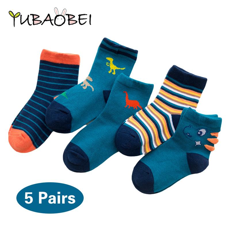 5 пар детских носков, детские носки средней длины с милым мультяшным принтом, дышащие теплые носки
