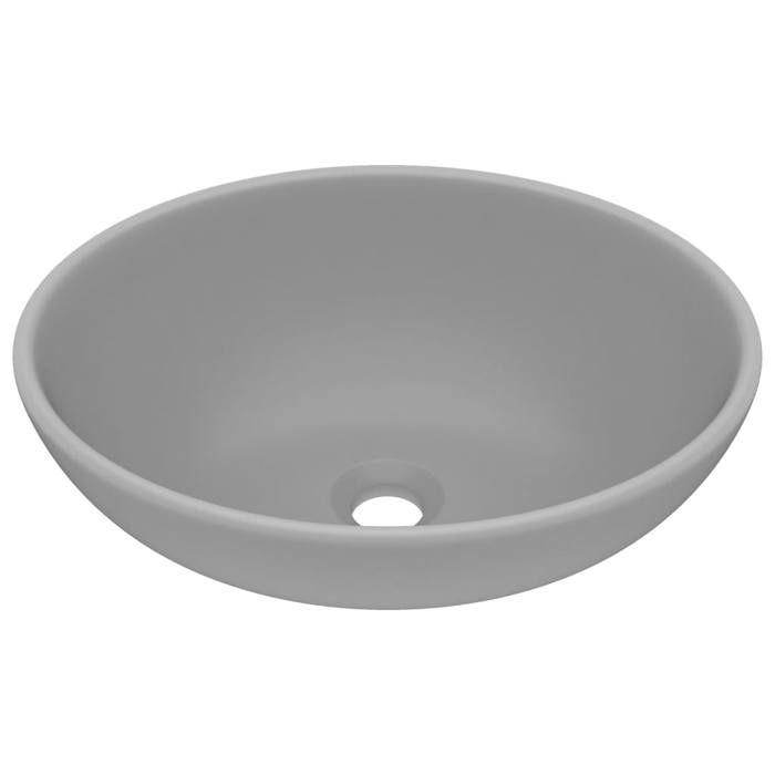 VidaXL Luxury Oval Washbasin Countertop Washbasin Toilet Hand Basin Bathroom Kitchen Home Interior Light Grey Matt 146927