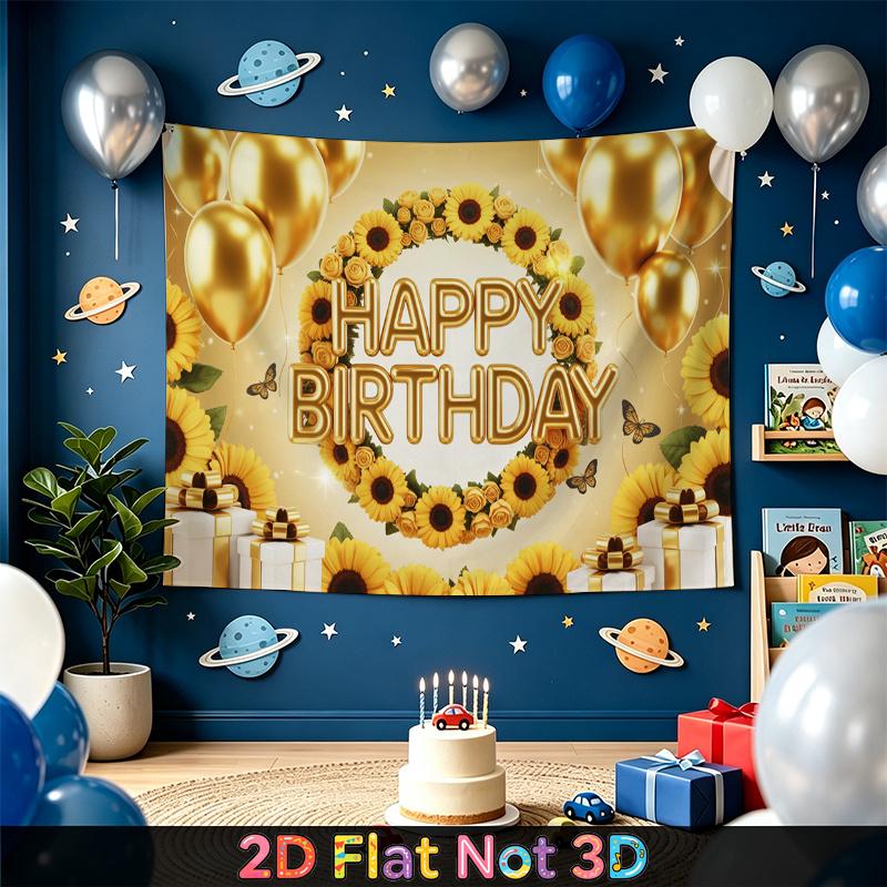 Gold Floral Photo Backdrop 1pc - Studio Photo Prop