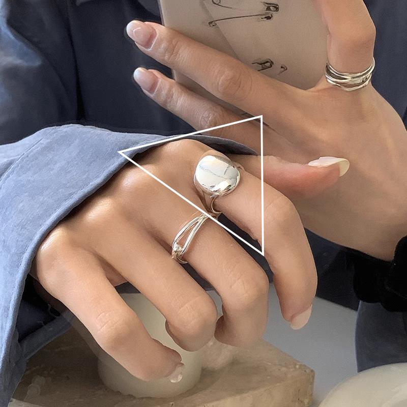 Серебряное кольцо 925 пробы, геометрическое, многослойное, с круглыми бусинами, женское, модное, панк, темперамент, гипоаллергенное, шарм, ювелирное изделие