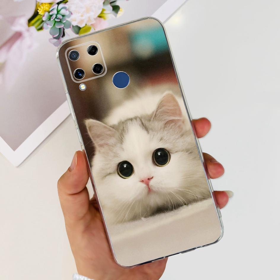 For Realme C15 Case Fashion Marble Butterfly Flower Soft TPU Phone Case For Realme C15 RMX2180 RMX2195 Coque C 15 Silicone Cover