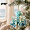 Декоративные ornaments в форме животных Синий Стеклянный Дом Рождественское Подвесное Украшение, Акриловое Двустороннее Украшение для Праздничной Вечеринки Напечатанное Украшение на Елку