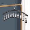 Stainless Steel Laundry Drying Rack Clothes Hanger with Windproof Hook Strong Load-bearing Non-Slip Underwear Hanger Socks Rack