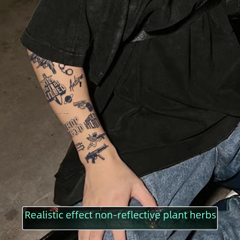 Juice Dark Series Waterproof Tattoo Stickers for Men - Cool Uzi Clown Design for Fingers, Arms, and Hands