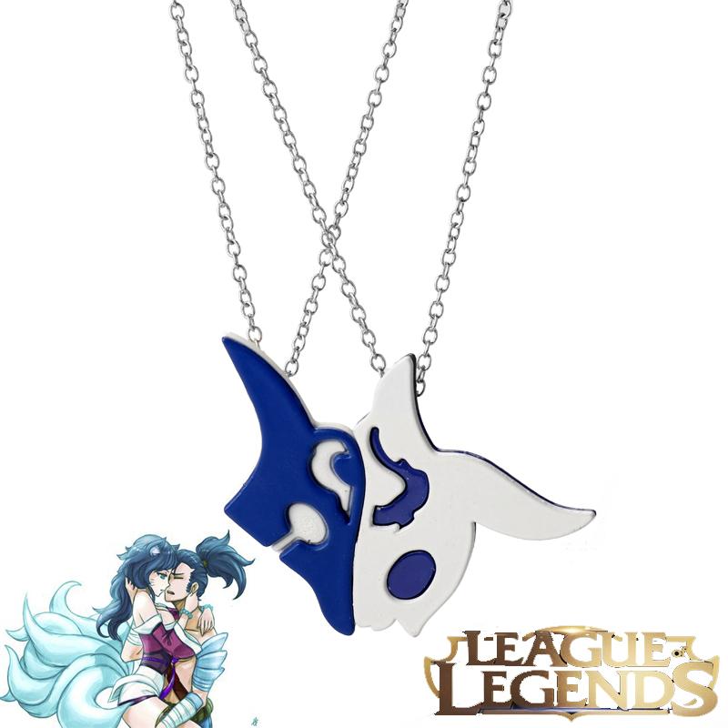 Game League Of Legend Weapon Necklace Hero League Rank Ahri Riven Yasuo Cosplay Necklace Men Chain Jewelry For Fans