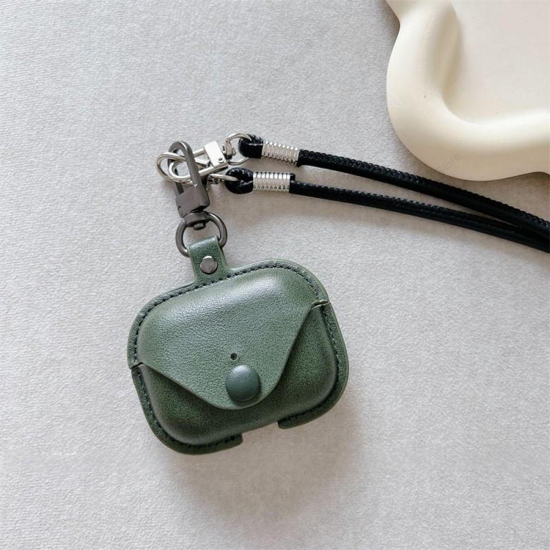 For Airpods 4 4th Case Leather Business Cases For AirPods 4 3 2 1 Pro Cover Headset Shell Headphone Funda With Neck Long Lanyard