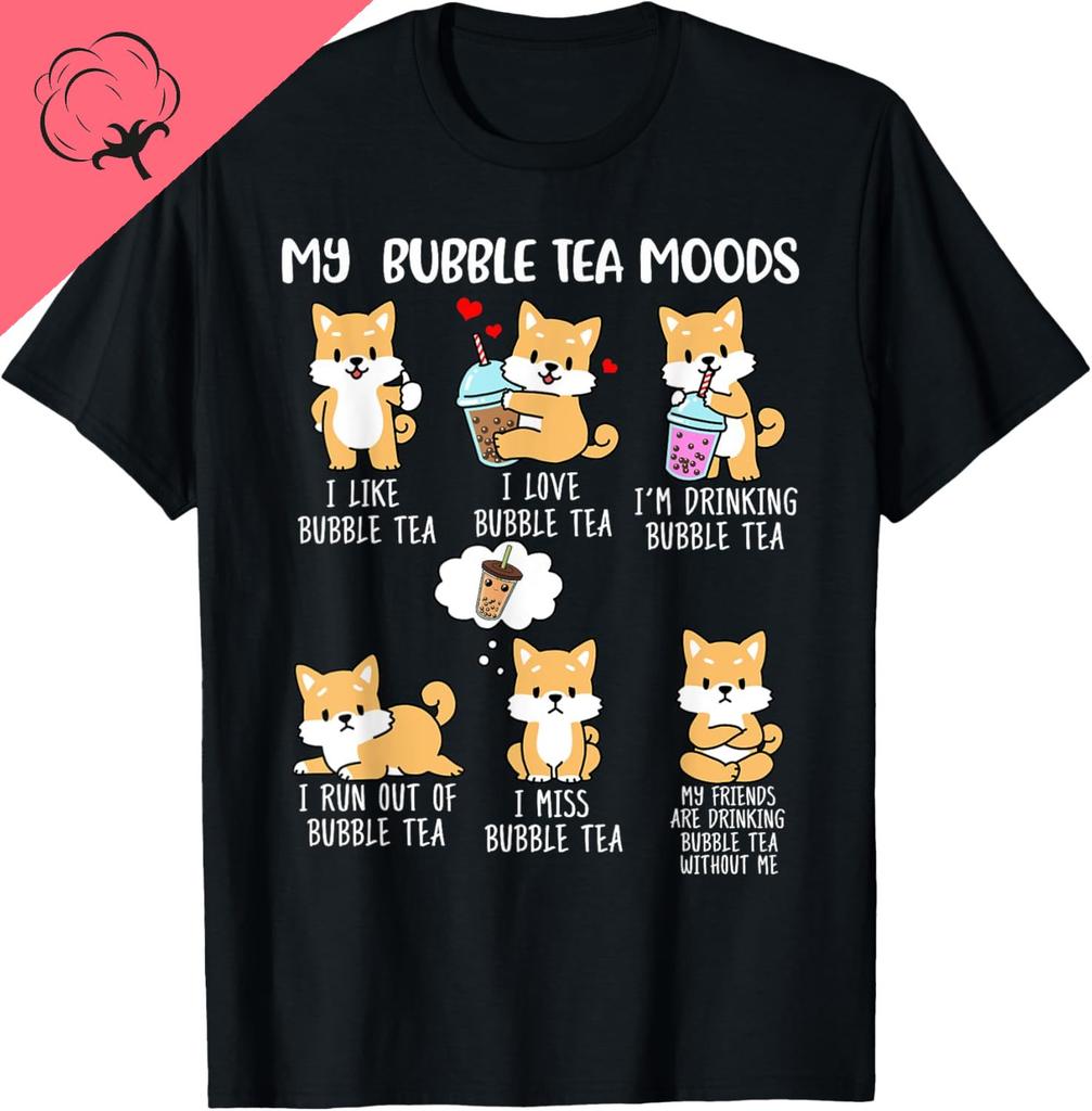 Shiba Inu Bubble Tea Shirt Women Boba Tea Dog Bubble Tea TShirt Funny T Shirts Graphic T Shirts Men Clothing Tops Harajuku