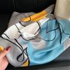 Manga Colored Imitation Silk Scarf with Simple Color Block Printing Twill Silk Korean Style Large Square Scarf Women's Shawl