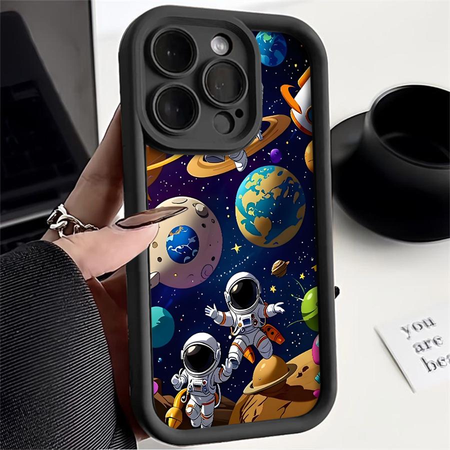 Милый мультяшный чехол-бампер Астронавт для iPhone 17 Pro Max 17e 14 13 11 12 Pro 16 Air 15 Plus