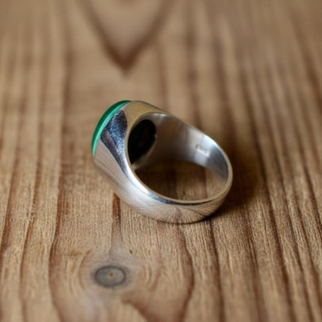 Перстень с зеленым малахитом, стерлинговое серебро 925 пробы, овальный кабошон, медное кольцо, мужское/женское кольцо