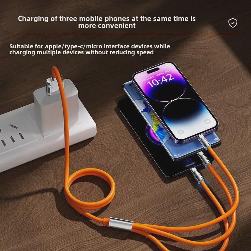 JIKE 120 Вт 3-в-1 сверхбыстрый зарядный кабель для устройств Apple, Huawei, Type-C, Android