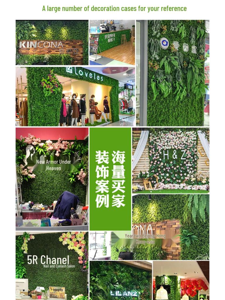 50×50cm Artificial Green Plant Wall - Plastic Vertical Garden, Fake Flower Wall, Synthetic Turf Background