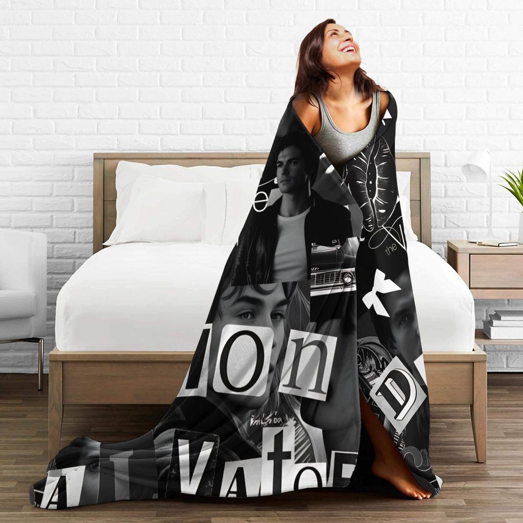 Damon Salvatore Flannel Blanket Soft Durable Bedding Throws for Couch Bed Airplane Travel Novelty Bedspread Sofa Bed Cover
