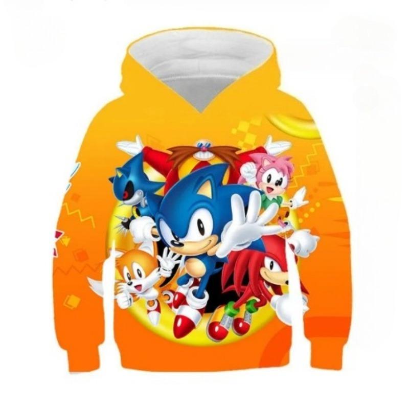 Осенние 3D толстовки с принтом Соника Ежа, модные повседневные спортивные с длинным рукавом, детские толстовки с капюшоном для мальчиков