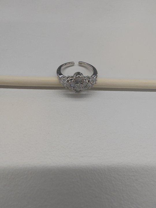 Zircon Fritillary Four-leaf Flower Opening Ring Exquisite Light Luxury Versatile Index Finger Ring Temperament Fashionable and High-end Jewelry