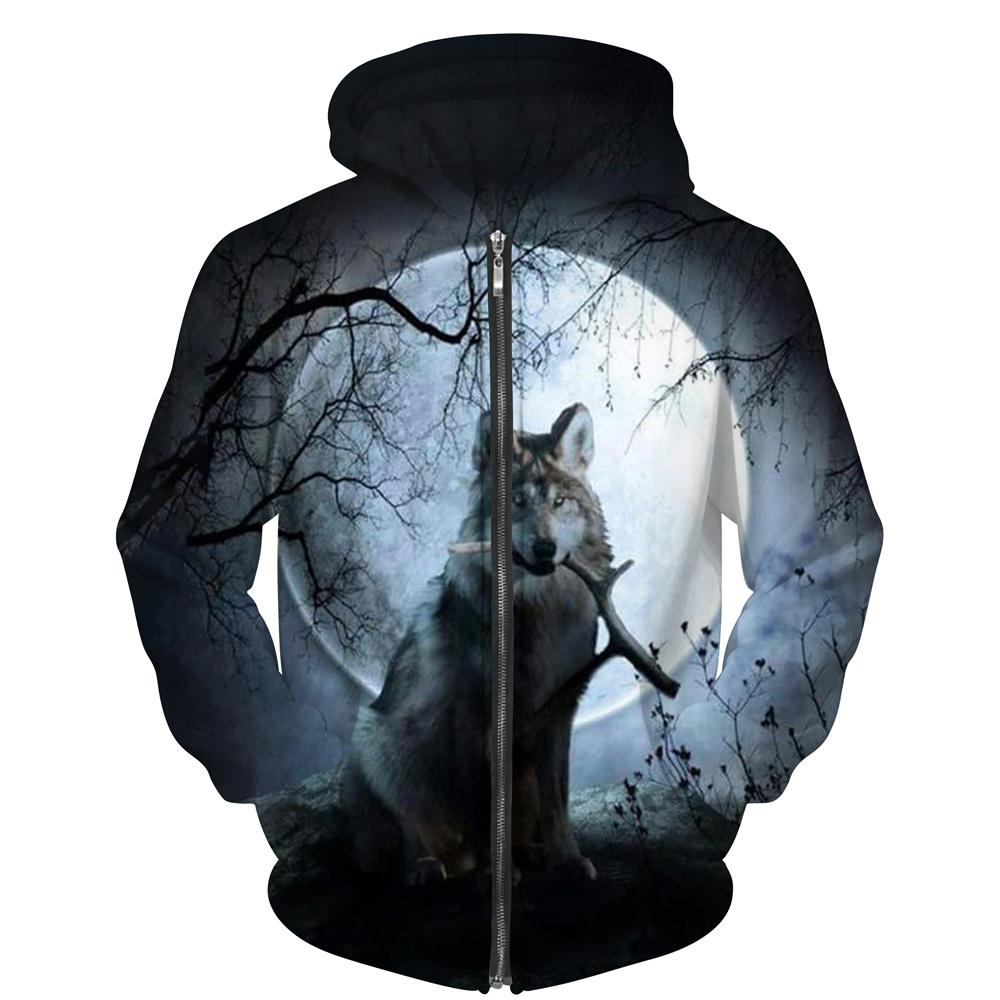 Крутые толстовки на молнии с 3d принтом волка, куртка унисекс с капюшоном, толстовки с капюшоном на молнии в стиле хип-хоп, повседневные спортивные толстовки