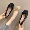 Shoes for Women 2024 Flat Ladies Summer Footwear with Bow Clear Transparent Black Flats Square Toe On Offer Non Slip 39 Shoe E A
