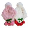 Счастливая вязаная вишенка для мальчиков и детские меховые номерные бобы! Шапка, Дизайн, Девочки, Теплая, (Япония, Размер, 46.0 см, 50.0 см, Розовый)