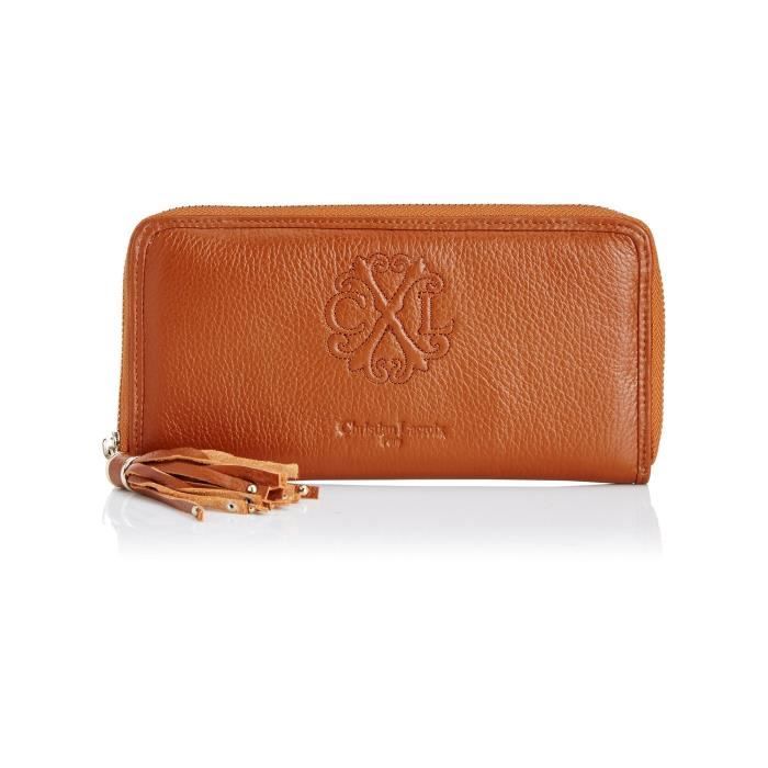 Porte-monnaie - Christian Lacroix - Relief PM1 - Cuir de vachette souple - Cognac - Femme