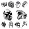 Exaggerated Warrior Skull Mask Ring Fashion Men Domineering Ring Death Demon Retro Ring Jewelry Gift Resizable