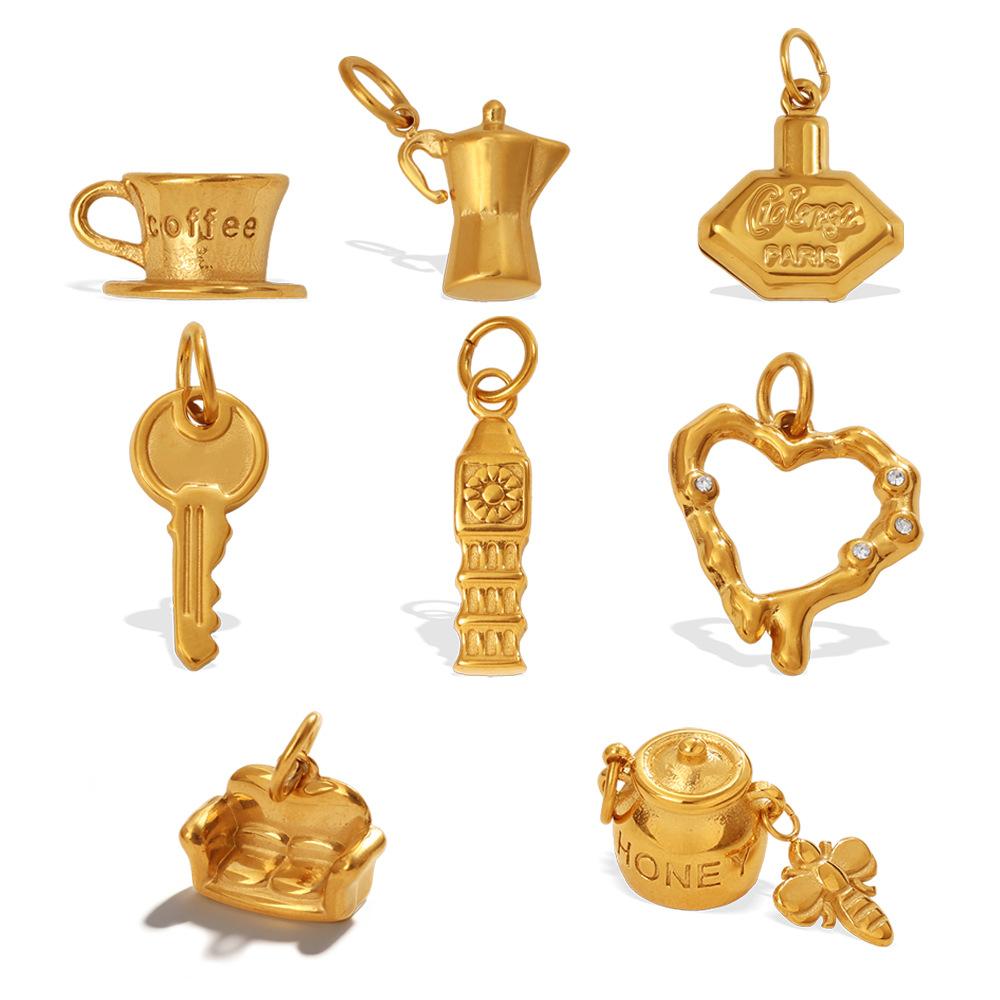 Yori Stainless Steel Retro Coffee Pot Small Charms for Jewelry Making Supplies DIY Necklace Bracelet Making Accessories