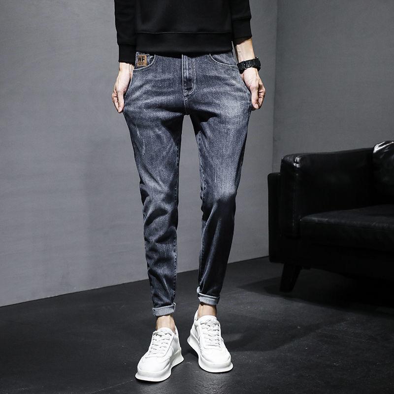 Джинсы мужские прилив корейской версии прилив весны и осеннего потока Тонкие маленькие ножки новые летние тонкие длинные брюки мужские черные джинсы