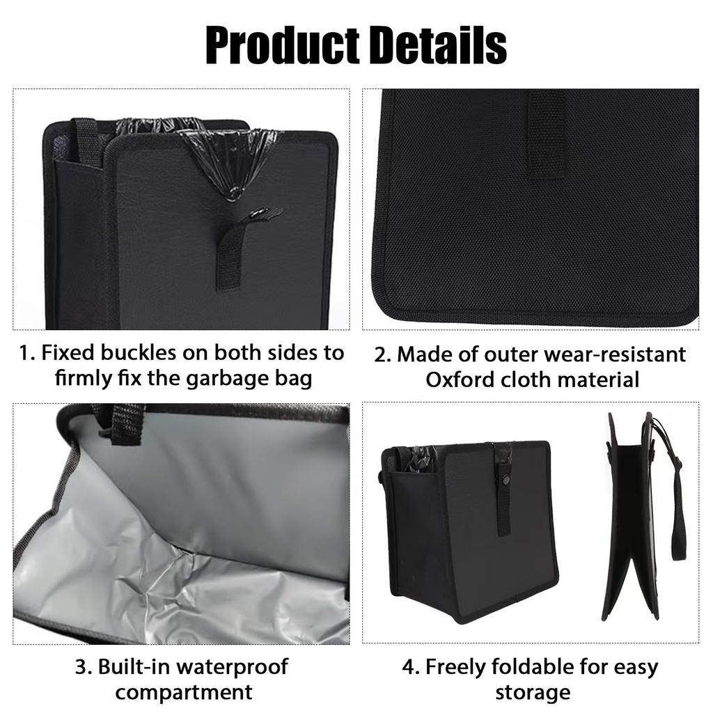 Набор из 2 складных автомобильных мусорных ведер, большое ведро для мусора, хранение мелких предметов, легкий карман на спинку сиденья для задних и пассажирских сидений, для банок, подвесное, вместительное, водонепроницаемое,
