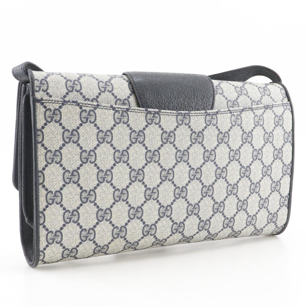 GUCCI Old Gucci Shoulder Bag 904.02.050 2-way clutch Gray / navy GG plus Women Used