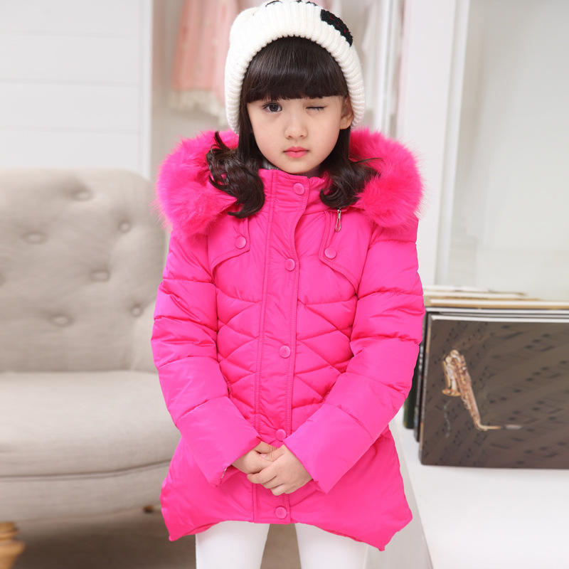 Winter Jackets Girls Coat Fashion Long Style Hooded Outerwear Thicken Warm Children's