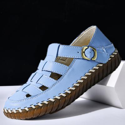 Женские летние сандалии на подошве из говяжьей жилы, дышащие, на плоской подошве, плетеные в римском стиле, женская обувь, легкие пляжные туфли на мягкой подошве