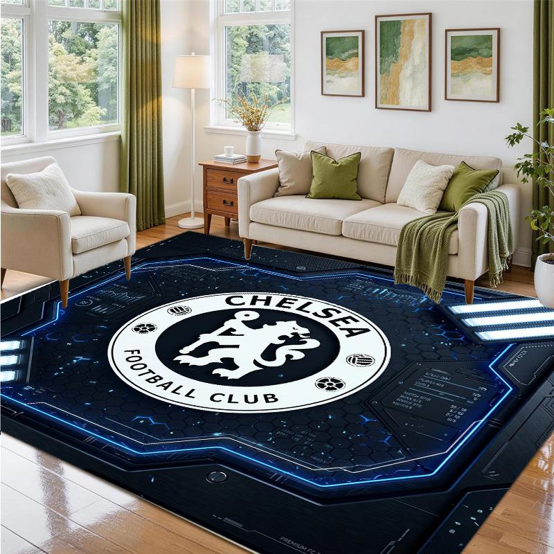 Chelsea FC Design Crystal Velvet Rug Soft Decorative Mat for Bedroom Entrance