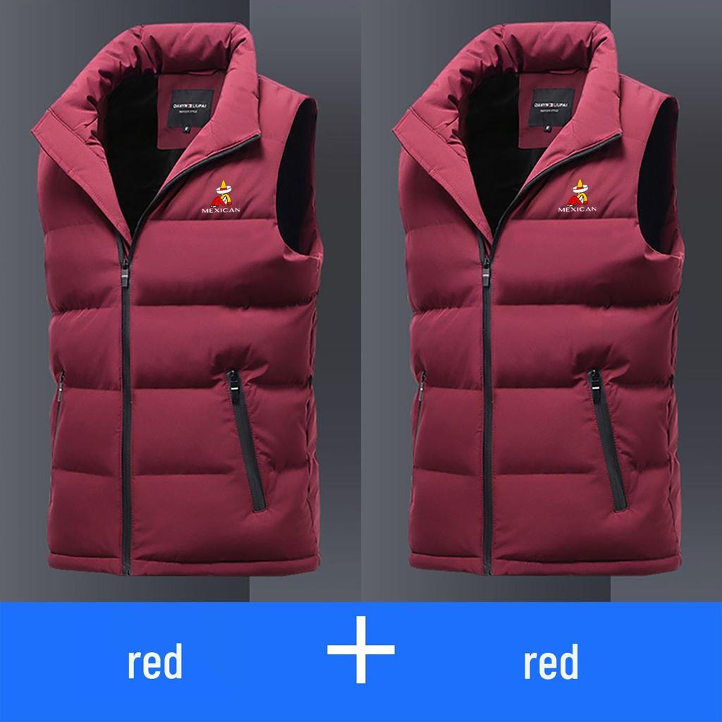 Мужской осенне-зимний пуховый жилет со стойкой – без рукавов, плотный и теплый