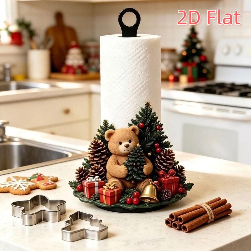 2D Flat Santa Claus Towel Stand Acrylic Roll Paper Towel Holder Parties