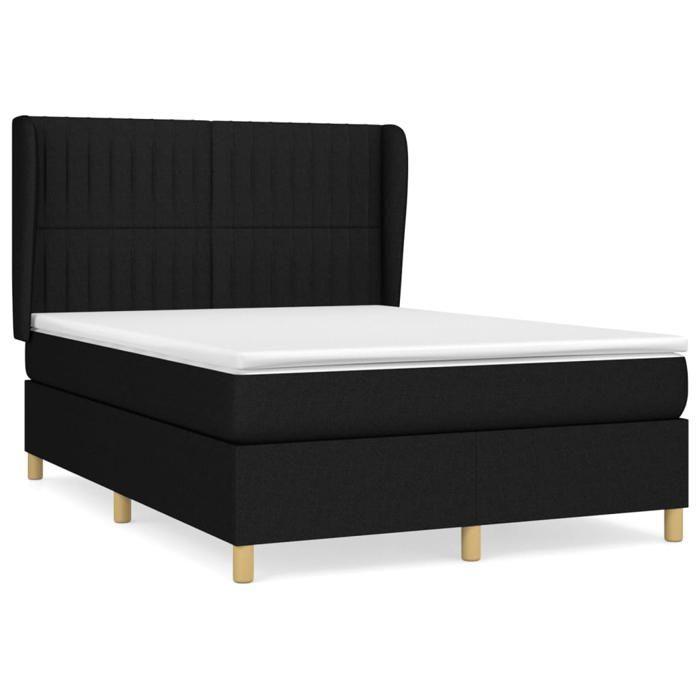Maison Exclusive - Sommier à lattes de lit avec matelas Noir 140x200 cm Tissu