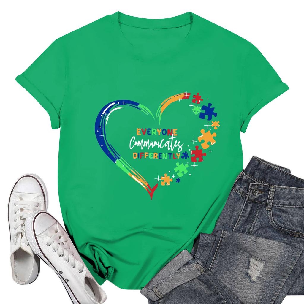 Женская повседневная футболка с принтом, пуловер с круглым вырезом, топ с короткими рукавами