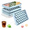 Ice Cube Mold with Lid Shovel And Container Round Ice Cube Trays for Freezer Flexible Ice Cube Maker Refreshing Drink Accessory
