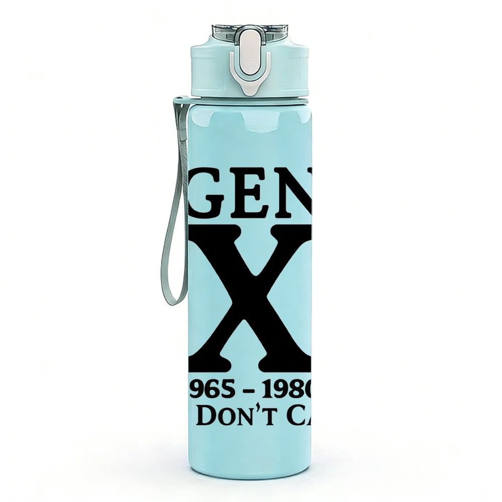 1PC Gen X 1965 1980 Letter Logo 750ml Color Plastic Sports Water Bottle Leakproof Flip Straw Lid Suitable for Sports Office Home Use