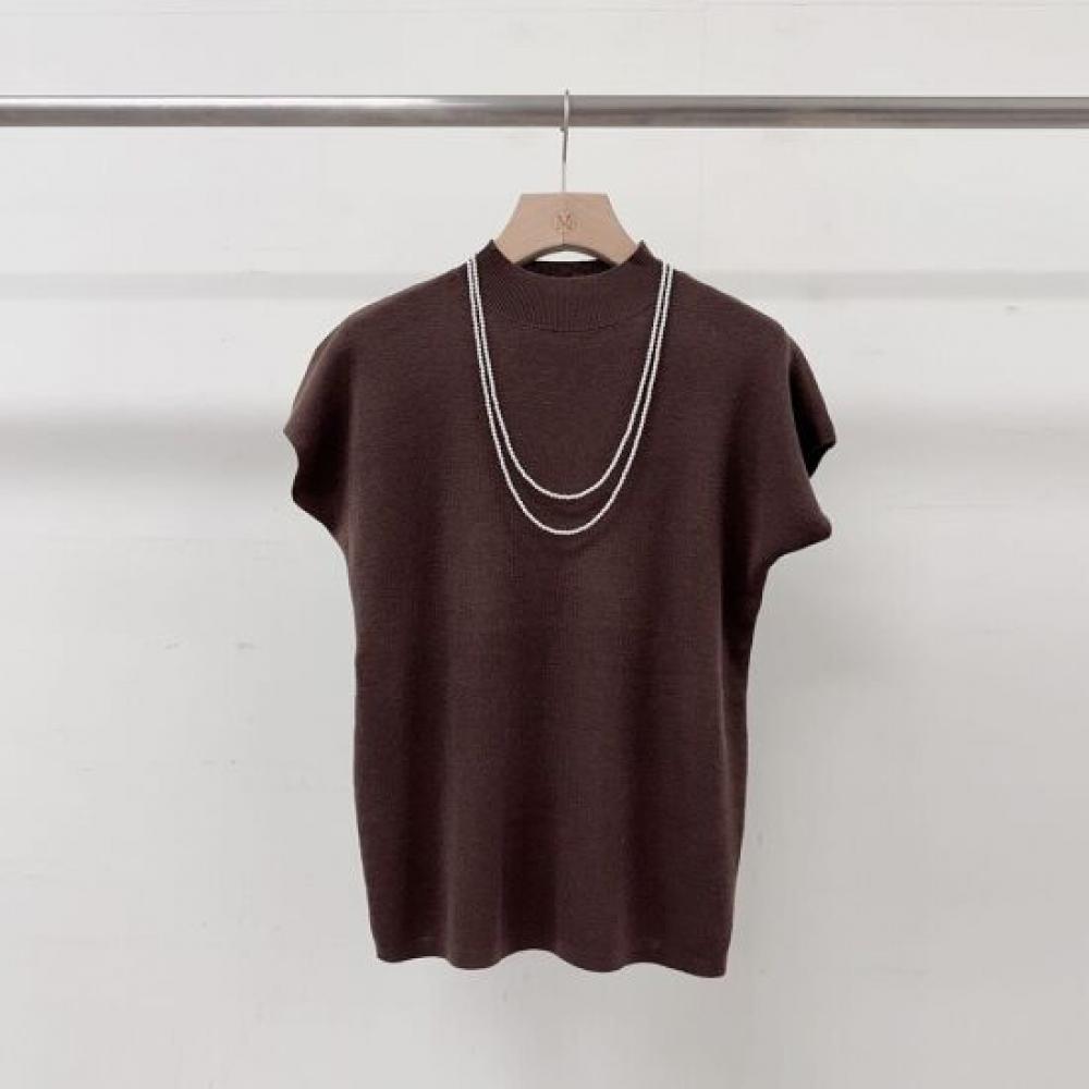 Mizqz Modern High Neck Loose Fit Short Sleeve Knit