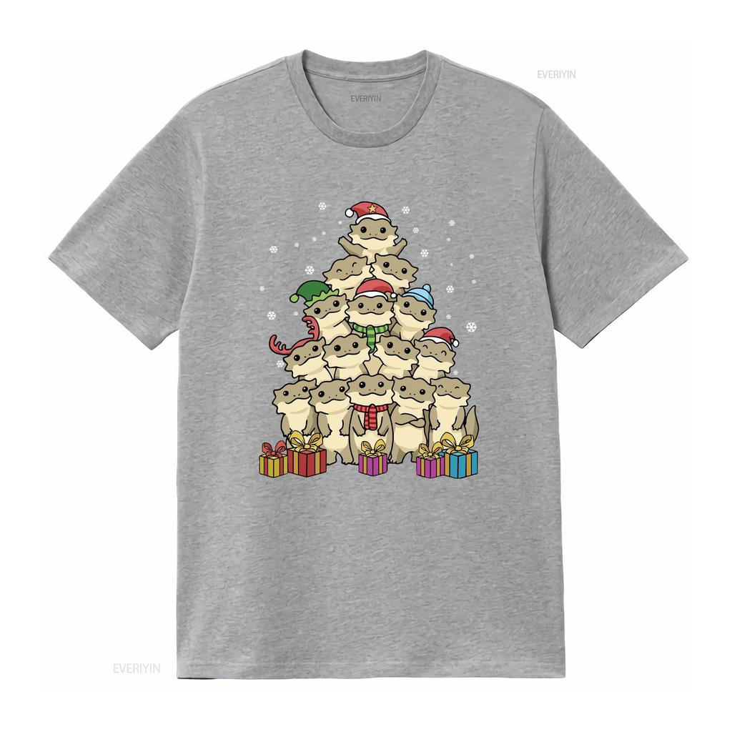Bearded Dragon Christmas Tree T shirt vintage Washed Unisex Top For Everyday Wear streetwear Slightly Casual Breathable
