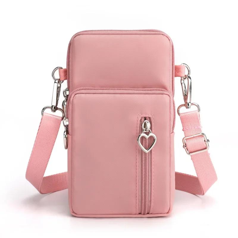 Waterproof Mobile Phone Bag Women's Mini Oxford Crossbody Bag Daily Multi-layer Zipper Purse Casual Outdoor Travel Nylon Bag
