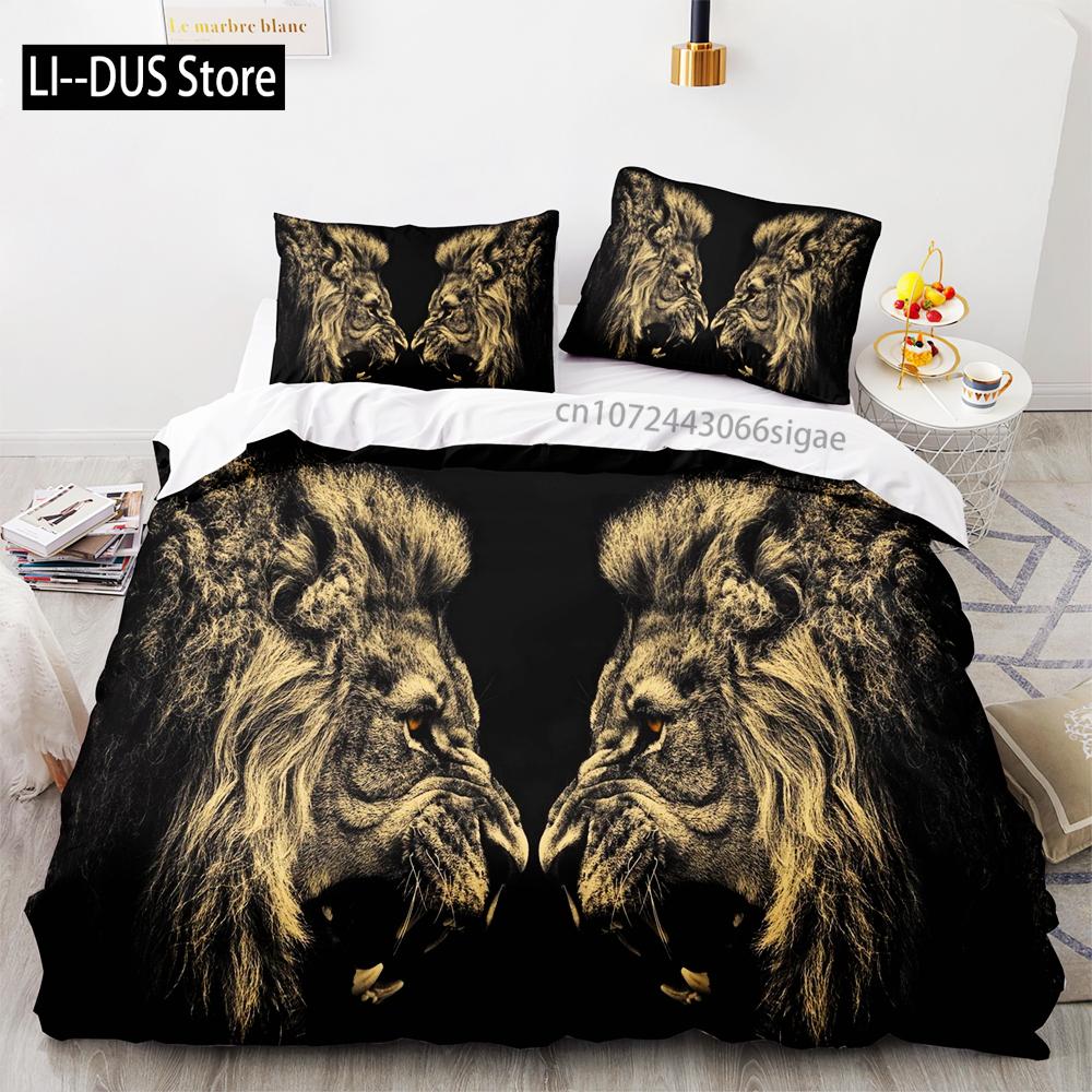 Beast lion Bedding Set Single Twin Full Queen King Size Animal Bed Set Aldult Kid Bedroom Duvetcover Sets 3D Print 036