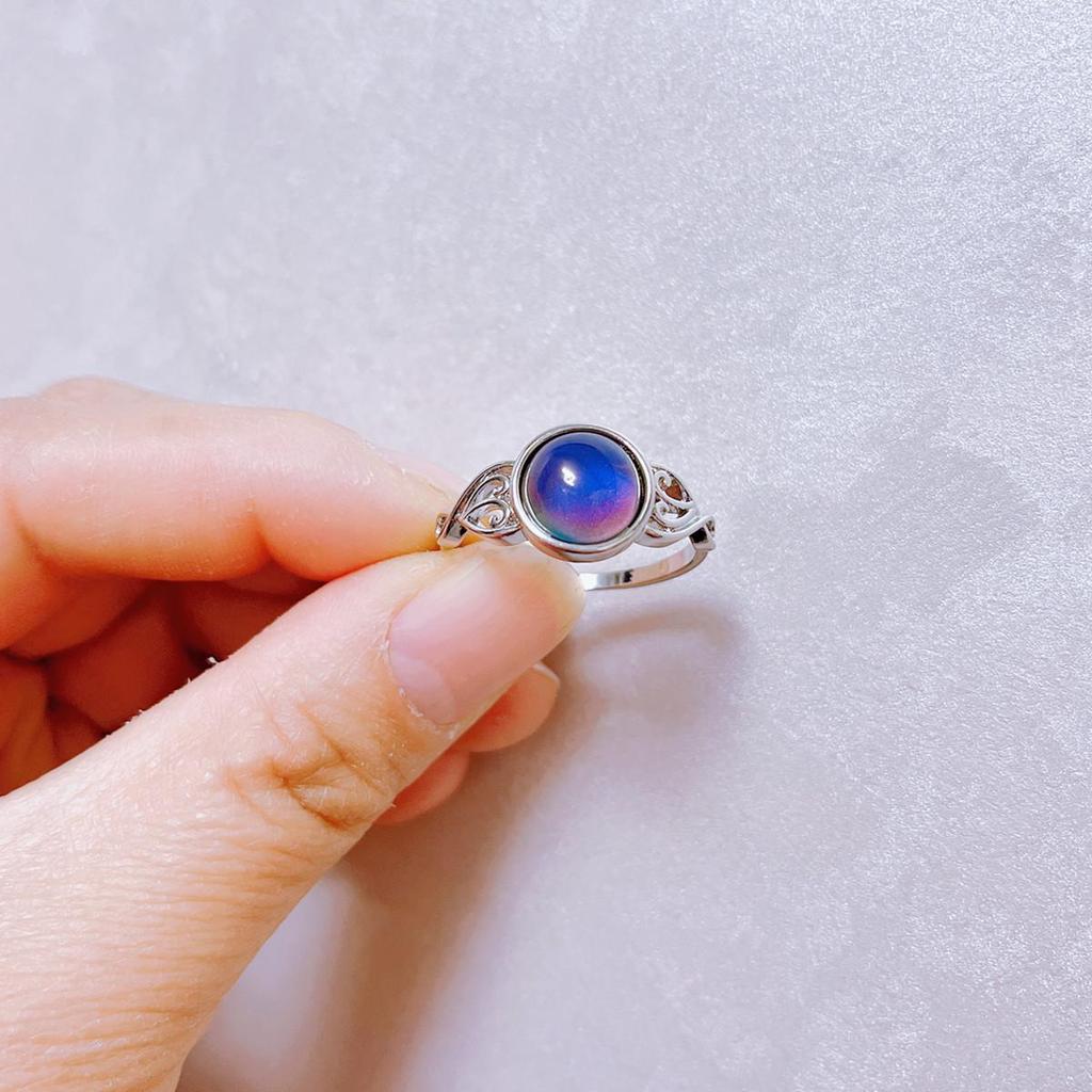 Корейская и японская мода Милое кольцо с камнем, меняющим цвет в зависимости от температуры