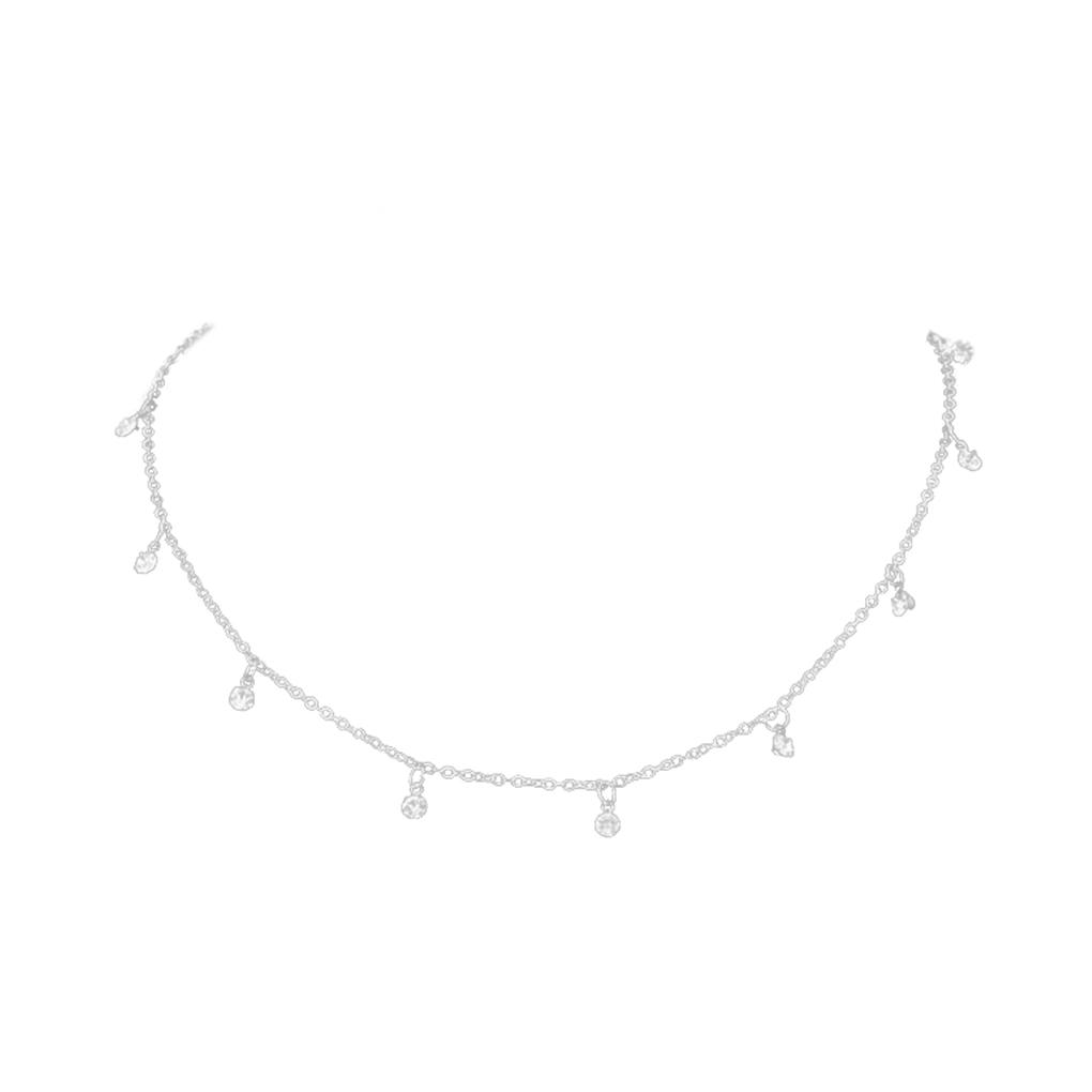 Lovely Korean Simple Alloy Necklace Choker Rhinestone Pendant Adjustable Chain Wedding Jewelry For Women Girls