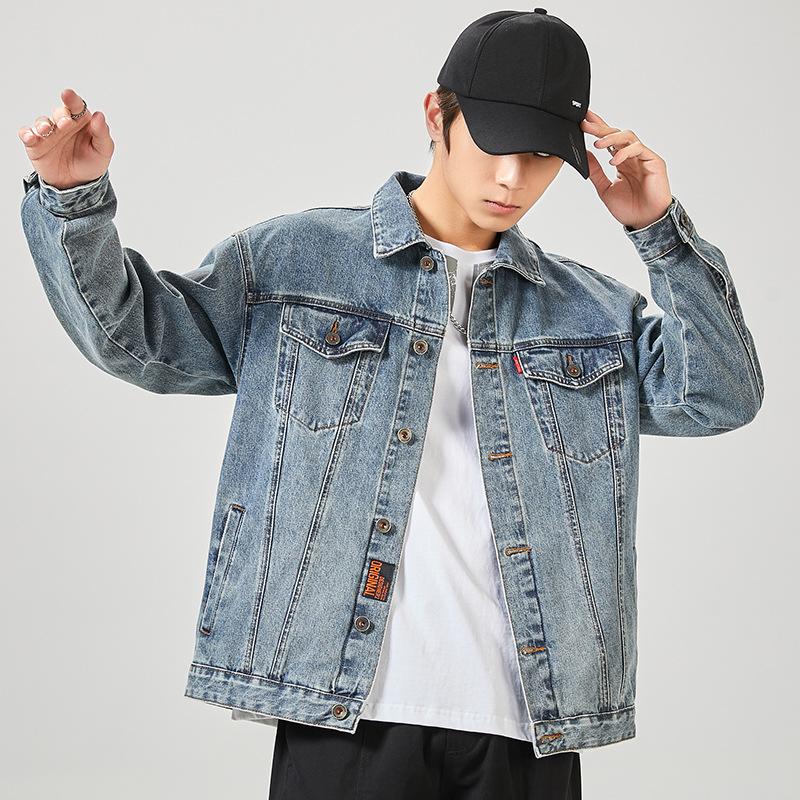 Японская джинсовая куртка для стирки, мужская свободная джинсовая куртка, весенне-осенняя короткая рабочая куртка