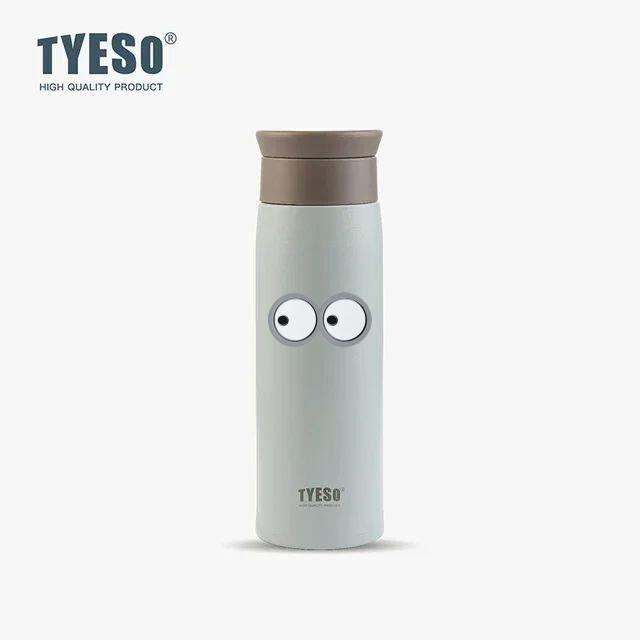Tyeso 500 мл Портативный термос из нержавеющей стали с двойными стенками, простая круглая дорожная кружка, матовый стиль с наклейкой-глазом